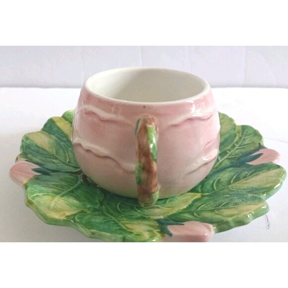 Zaccagnini Italy Pottery Roses Tea Cup & Saucer Set Made For Walter Hatches - Picture 2 of 11